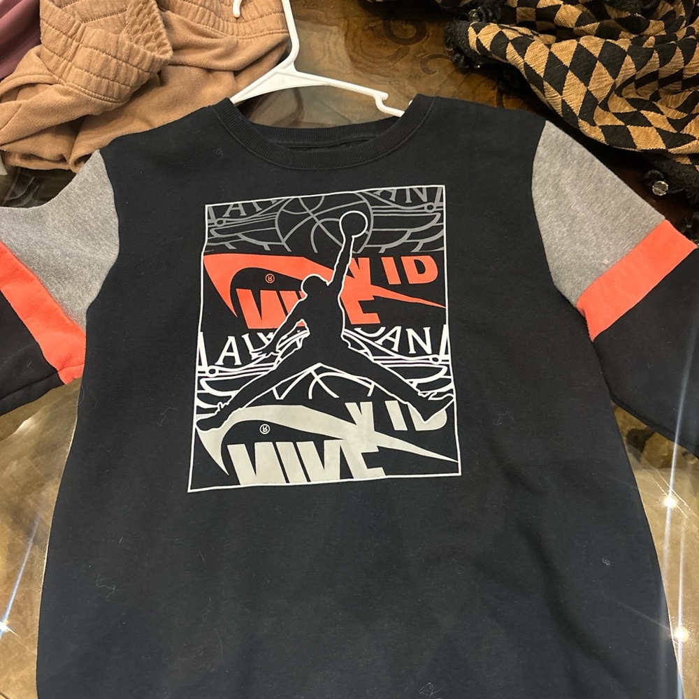 Jordan black and coral crewneck